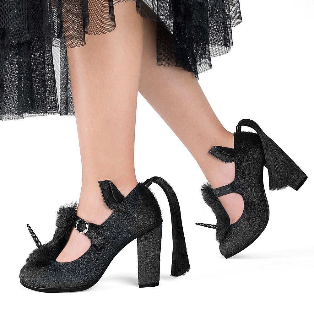 Chocolaticas® High Heels Black Unicorn Women's Mary Jane Pump