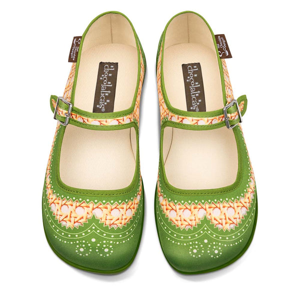Chocolaticas Havana Rattan Green Women s Mary Jane Flat Hot Chocolate Design Canada