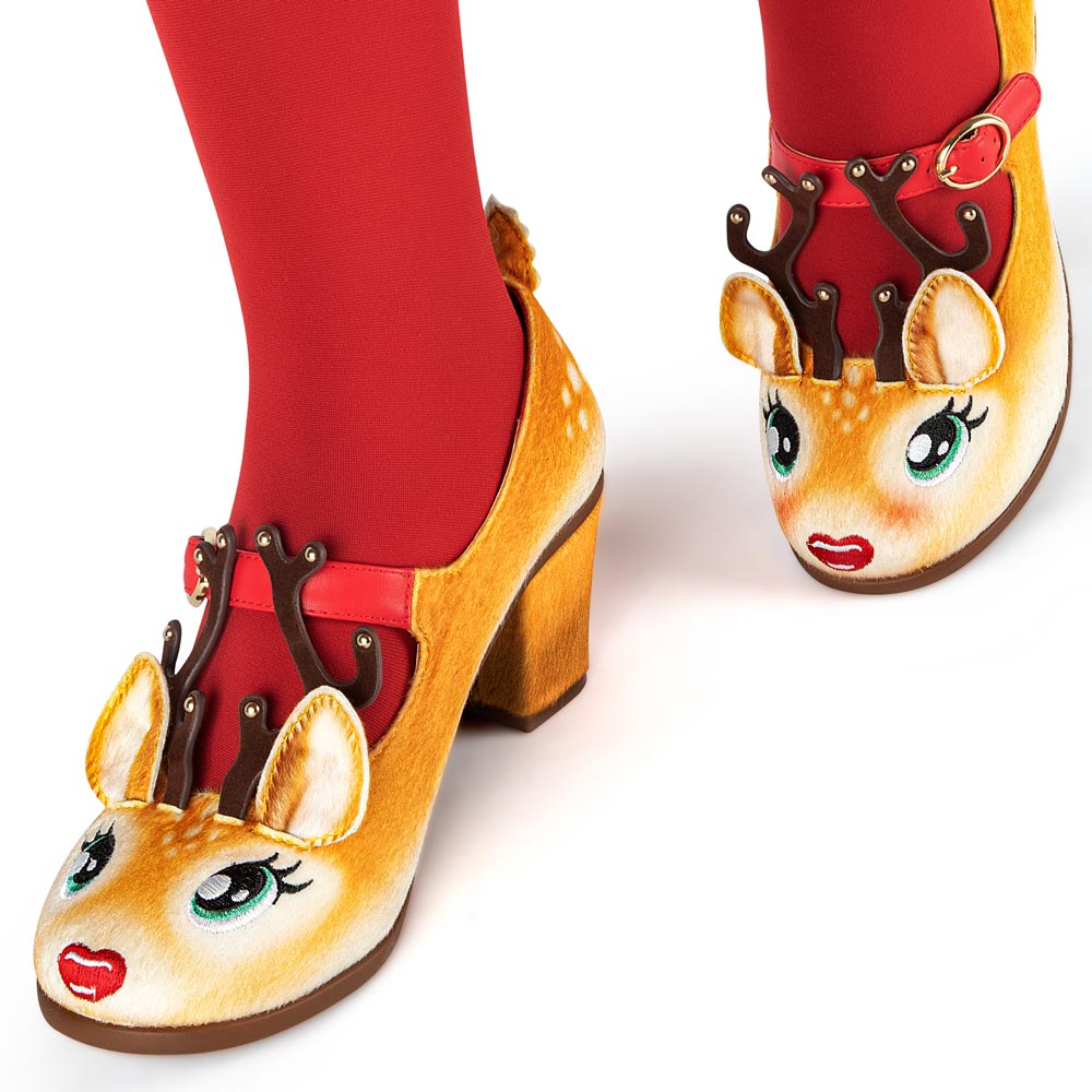 Chocolaticas® Mid Heels Reindeer Love Women's Mary Jane Pump