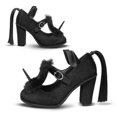 Chocolaticas® High Heels Black Unicorn Women's Mary Jane Pump